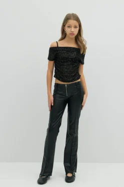 Y sequin off shoulder top