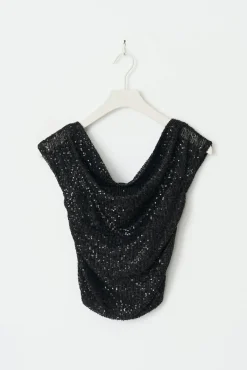Y sequin off shoulder top