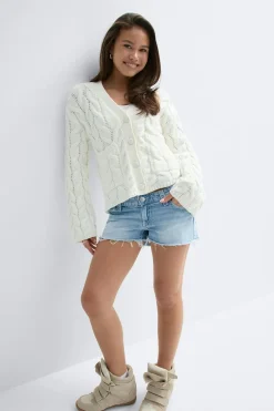Y sparkle low denim shorts